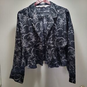 Free People Dreamy Days black and white floral print pajama top.